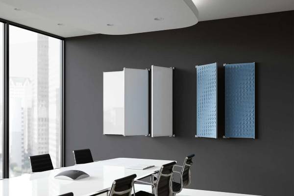 Create a striking and equally useful art piece that captivates your space. Flip is a hybrid glassboard and acoustic panel installation that transforms with your minute-by-minute needs.